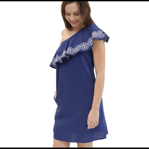 Linen One Shoulder Dress - Picture 3 of 4